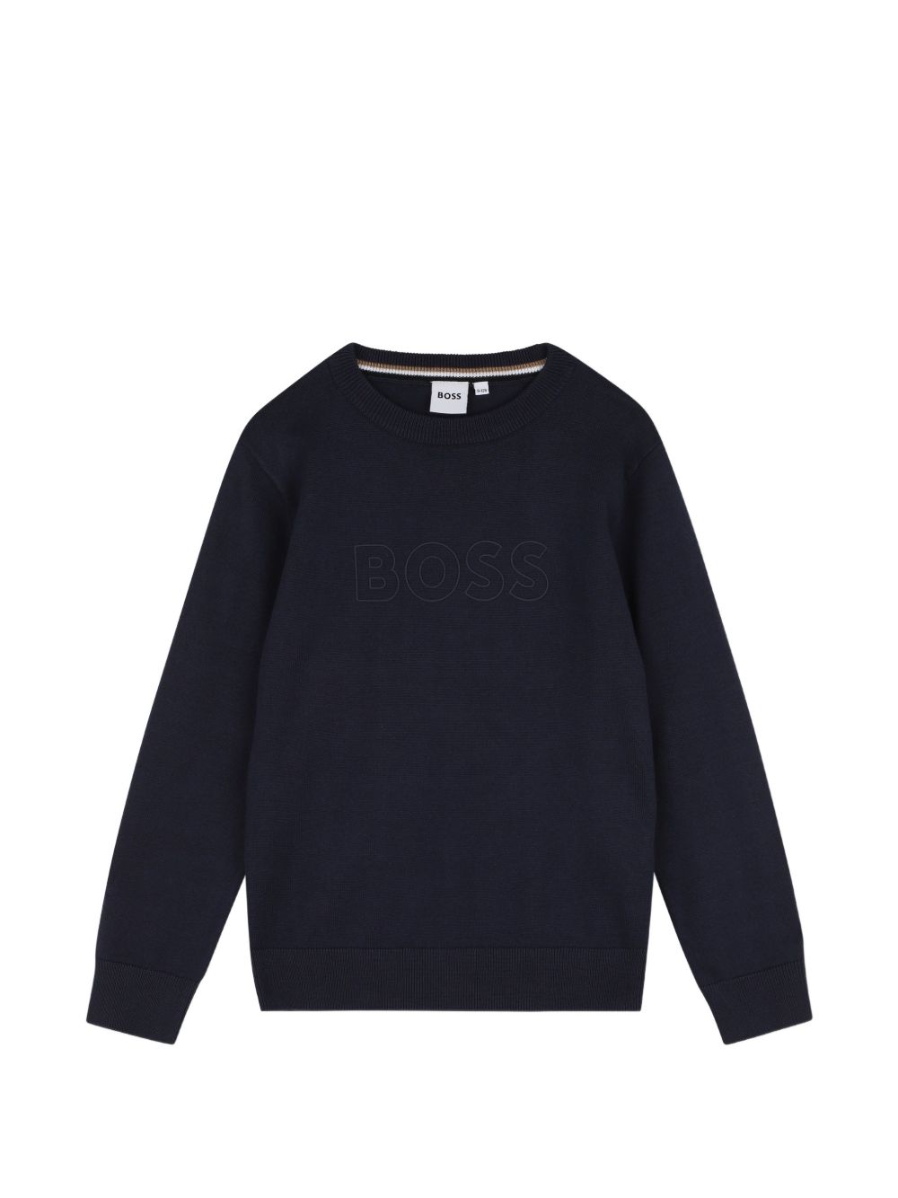 Maglione per bambino Boss Kids blu con logo ricamato sul davanti J53388 849 BOSS KIDS 