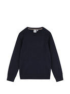 Maglione per bambino Boss Kids blu con logo ricamato sul davanti J53388 849 BOSS KIDS 