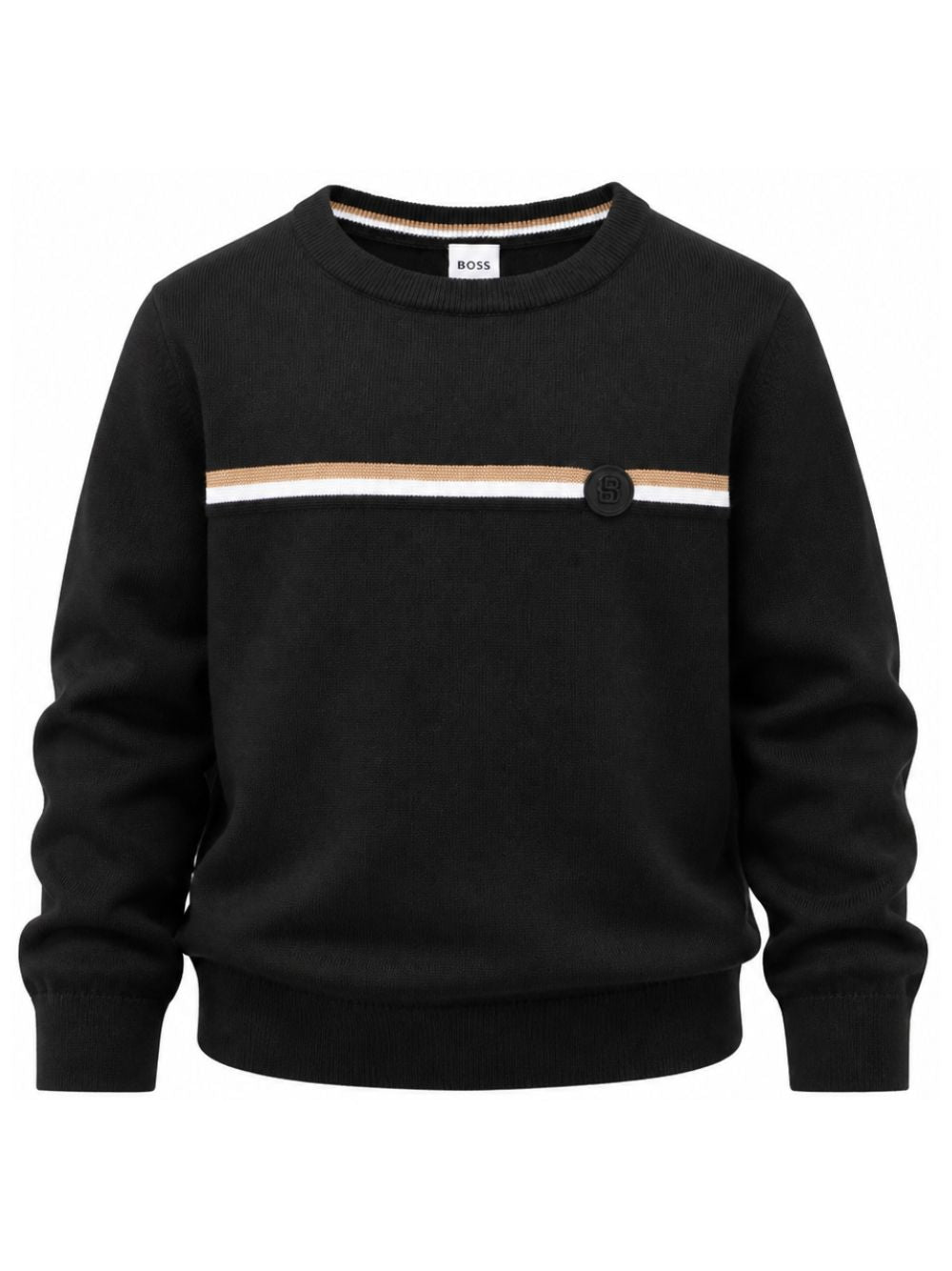 Maglione per bambino Boss Kids nero con applicazione frontale logo J53389 09B BOSS KIDS 