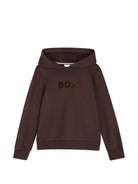 Felpa per bambino Boss Kids marrone con stampa con logo sul davanti J53400 343 BOSS KIDS 