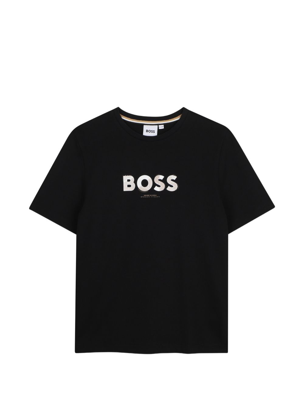 T-shirt per bambino Boss Kids nera con logo sul davanti J53404 09B BOSS KIDS 