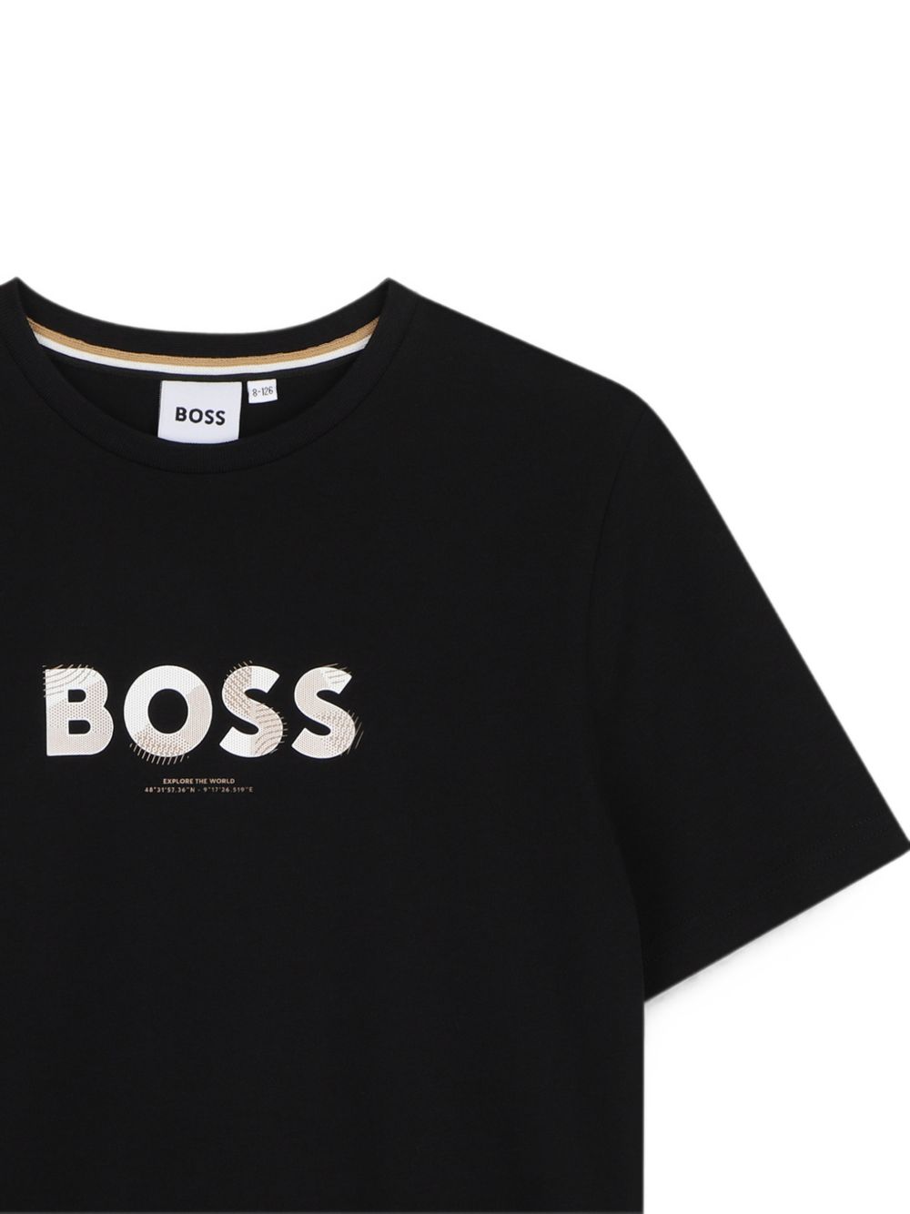 T-shirt per bambino Boss Kids nera con logo sul davanti J53404 09B BOSS KIDS 