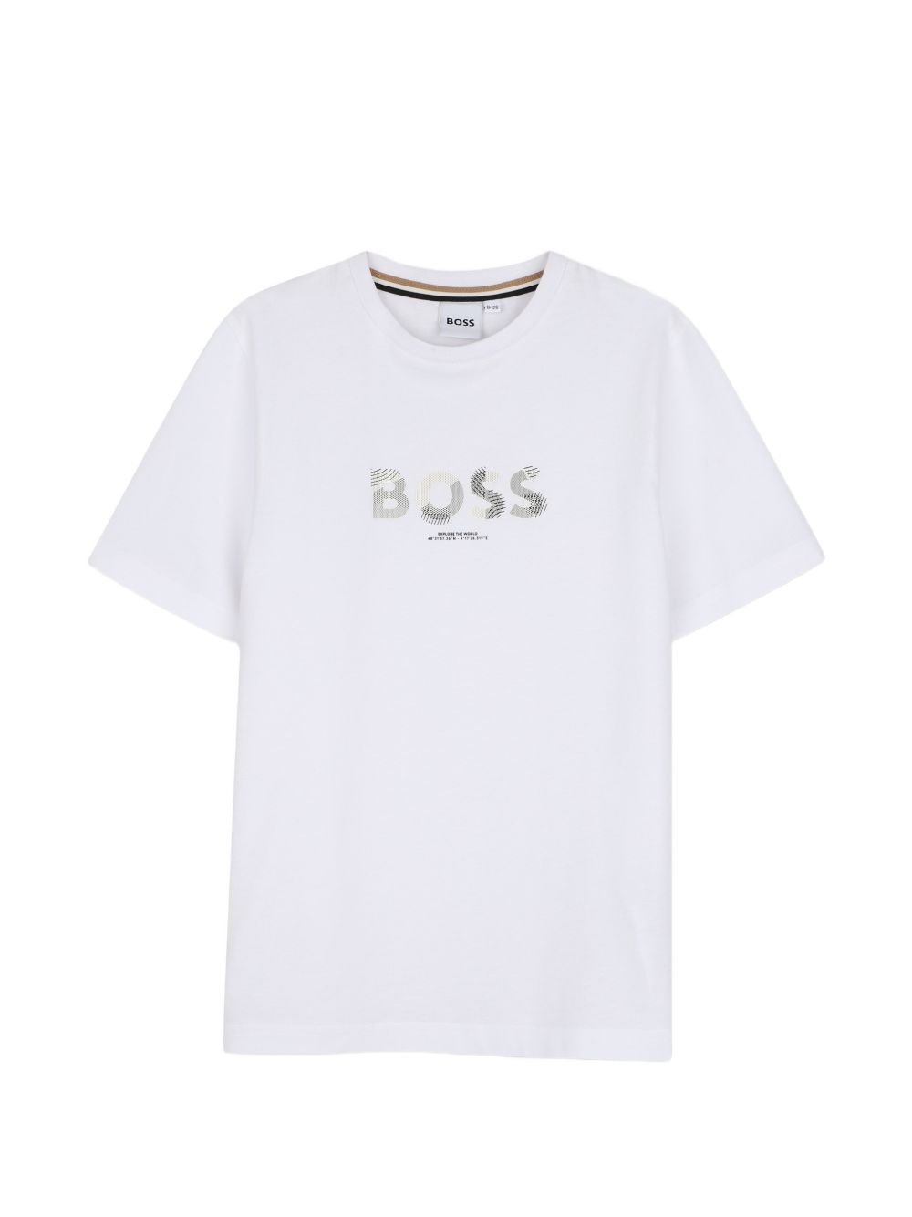 T-shirt per bambino Boss Kids bianca con logo sul davanti J53404 10P BOSS KIDS 