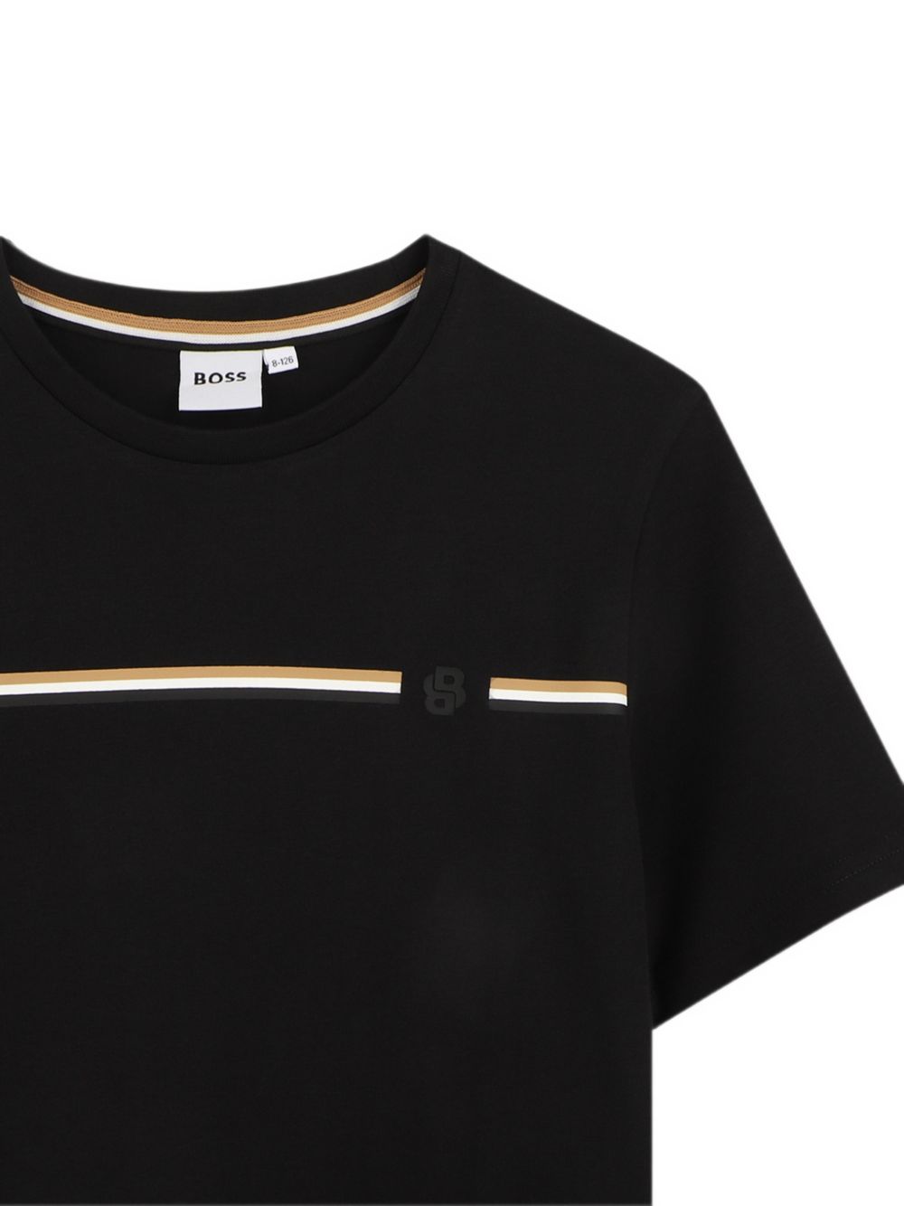 T-shirt per bambino Boss Kids nera con motivo a righe orizzontali J53412 09B BOSS KIDS 