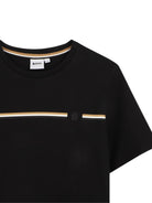 T-shirt per bambino Boss Kids nera con motivo a righe orizzontali J53412 09B BOSS KIDS 