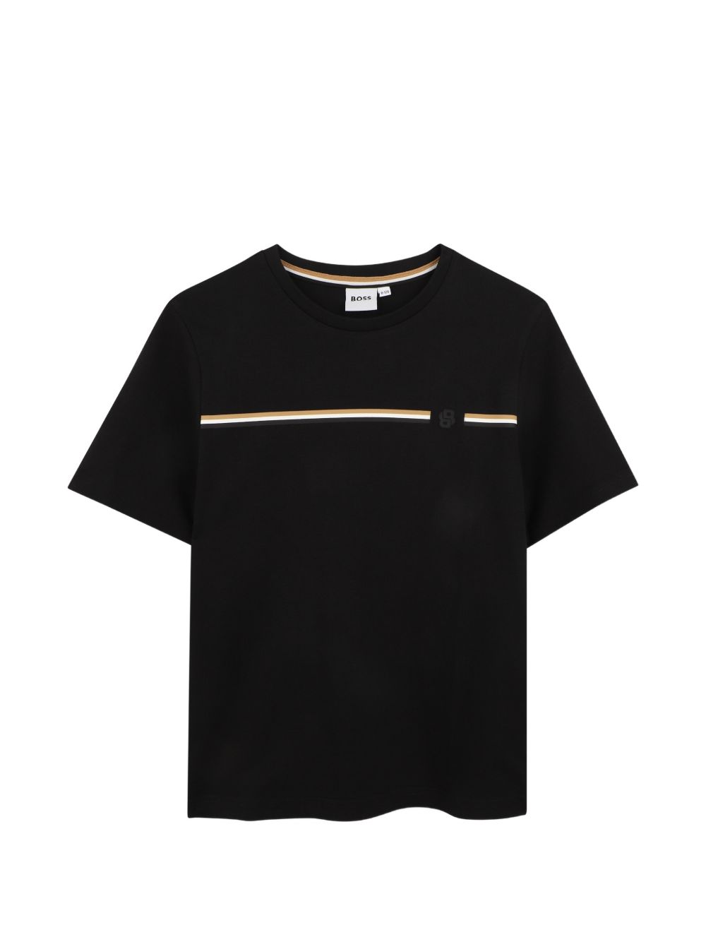 T-shirt per bambino Boss Kids nera con motivo a righe orizzontali J53412 09B BOSS KIDS 