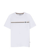 T-shirt per bambino Boss Kids bianca con motivo a righe orizzontali J53412 10P BOSS KIDS 