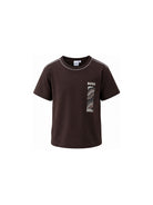 T-shirt per bambino Boss Kids marrone con stampa con logo sul davanti J53413 343 BOSS KIDS 