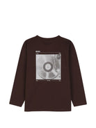 T-shirt per bambino Boss Kids marrone con stampa grafica sul retro J53415 343 BOSS KIDS 