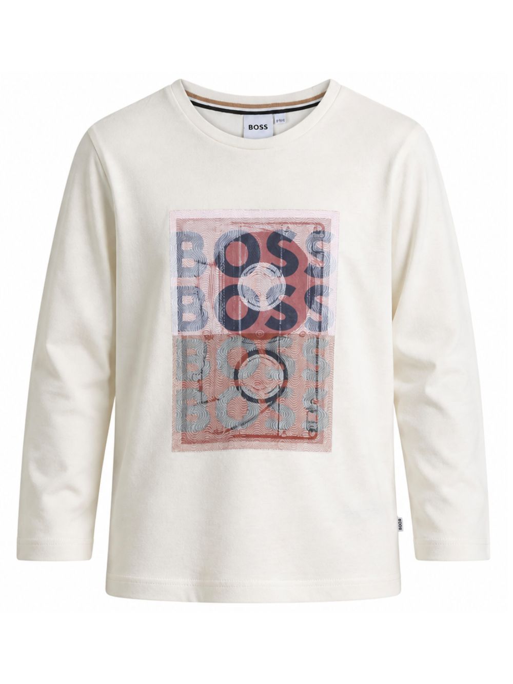 T-shirt per bambino Boss Kids bianca con stampa grafica sul davanti J53418 120 BOSS KIDS 