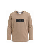 T-shirt per bambino Boss Kids marrone con logo sul davanti J53420 269 BOSS KIDS 