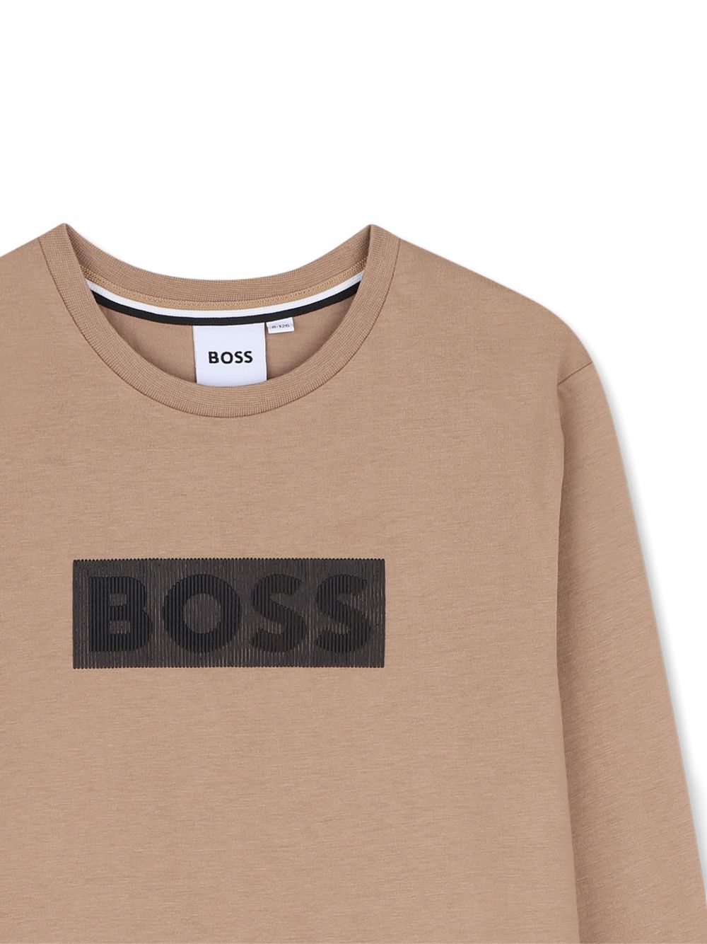 T-shirt per bambino Boss Kids marrone con logo sul davanti J53420 269 BOSS KIDS 