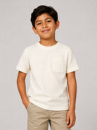 T-shirt per bambino Boss Kids bianco con lavorazione a nido d'ape J53421 120 BOSS KIDS 