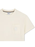 T-shirt per bambino Boss Kids bianco con lavorazione a nido d'ape J53421 120 BOSS KIDS 