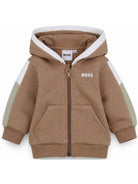Felpa per neonato Boss Kids marrone con stampa con logo sul petto J53480 269 BOSS KIDS 