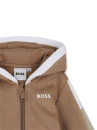Felpa per neonato Boss Kids marrone con stampa con logo sul petto J53480 269 BOSS KIDS 