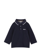 T-shirt per neonato Boss Kids blu con colletto stile polo J53481 849 BOSS KIDS 