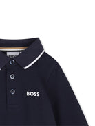 T-shirt per neonato Boss Kids blu con colletto stile polo J53481 849 BOSS KIDS 