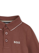 T-shirt per neonato Boss Kids marrone con colletto stile polo J53481 95G BOSS KIDS 