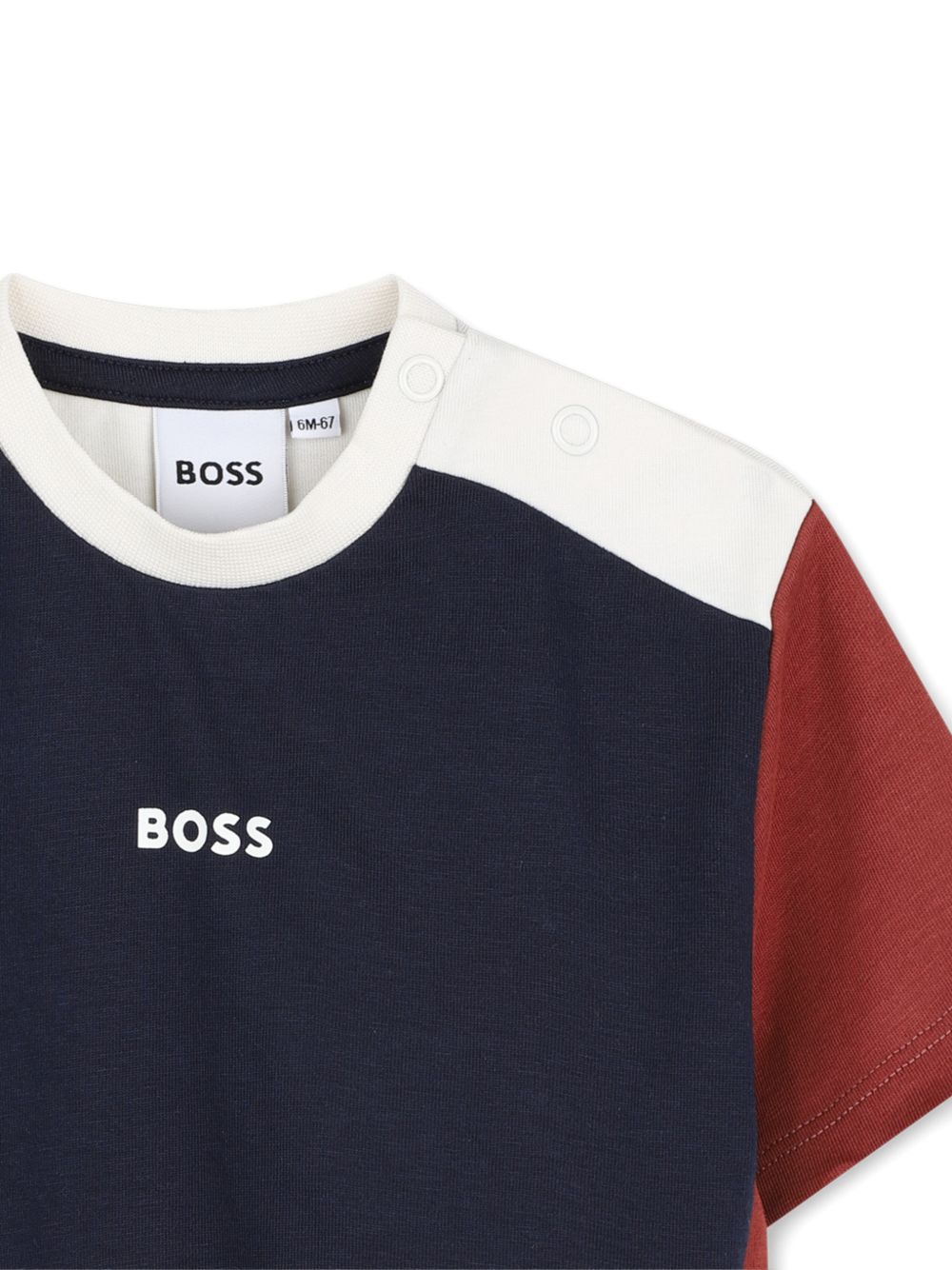 T-shirt per neonato Boss Kids blu con design color-block J53483 849 BOSS KIDS 