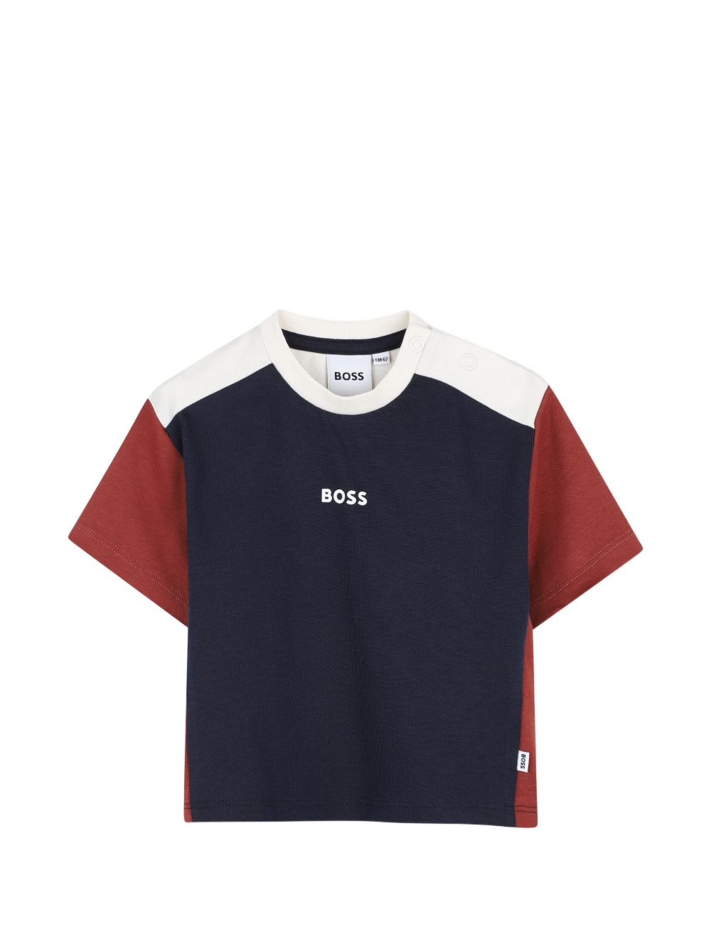 T-shirt per neonato Boss Kids blu con design color-block J53483 849 BOSS KIDS 