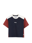 T-shirt per neonato Boss Kids blu con design color-block J53483 849 BOSS KIDS 