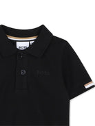 T-shirt per neonato Boss Kids nera con colletto stile polo J53484 09B BOSS KIDS 