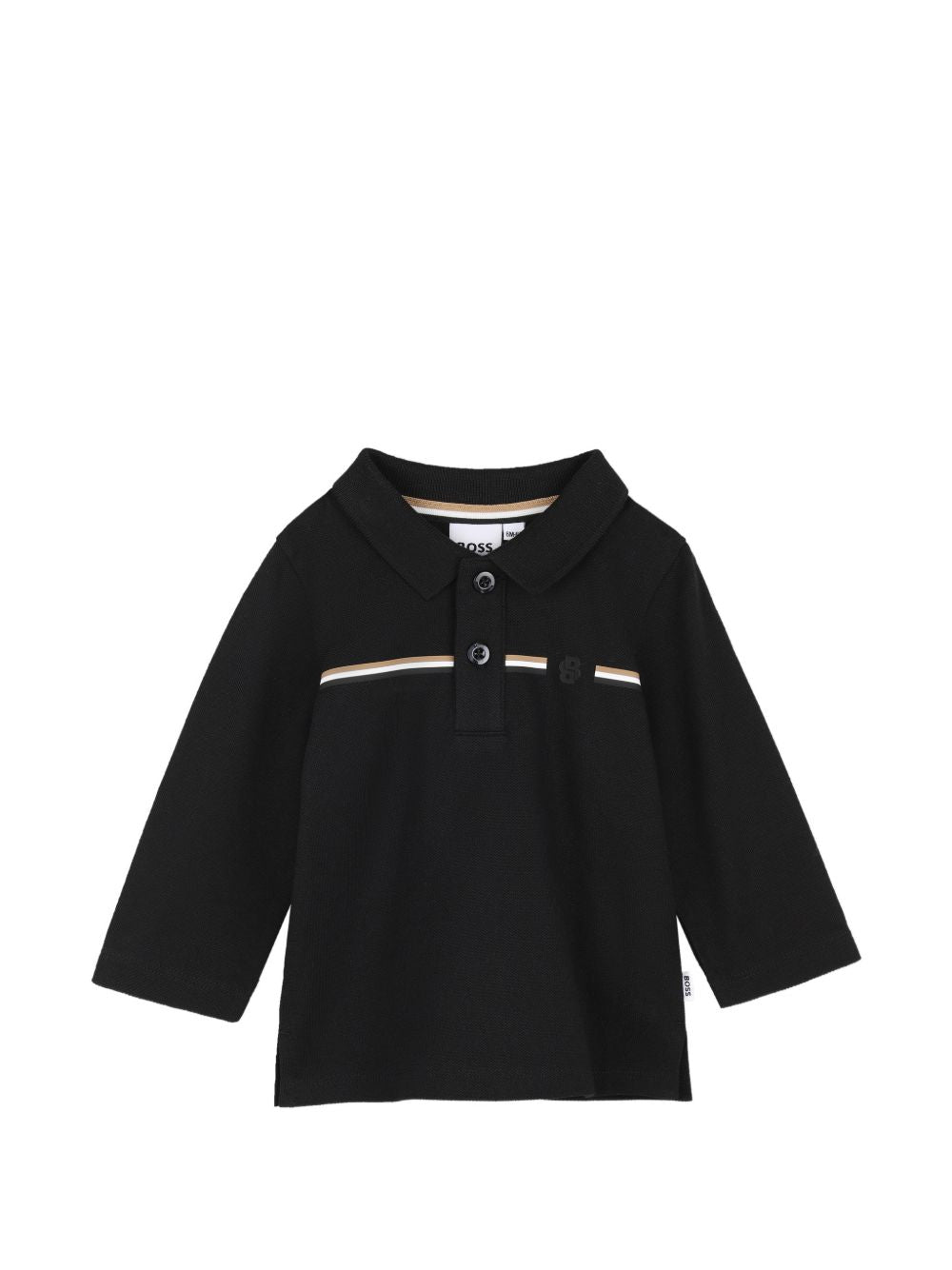 T-shirt per neonato Boss Kids nera con motivo a righe orizzontali J53485 09B BOSS KIDS 
