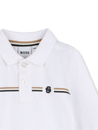 T-shirt per neonato Boss Kids bianca con motivo a righe orizzontali J53485 10P BOSS KIDS 