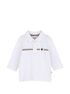 T-shirt per neonato Boss Kids bianca con motivo a righe orizzontali J53485 10P BOSS KIDS 