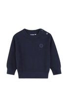 Maglione per neonato Boss Kids blu con logo sul davanti J53486 849 BOSS KIDS 