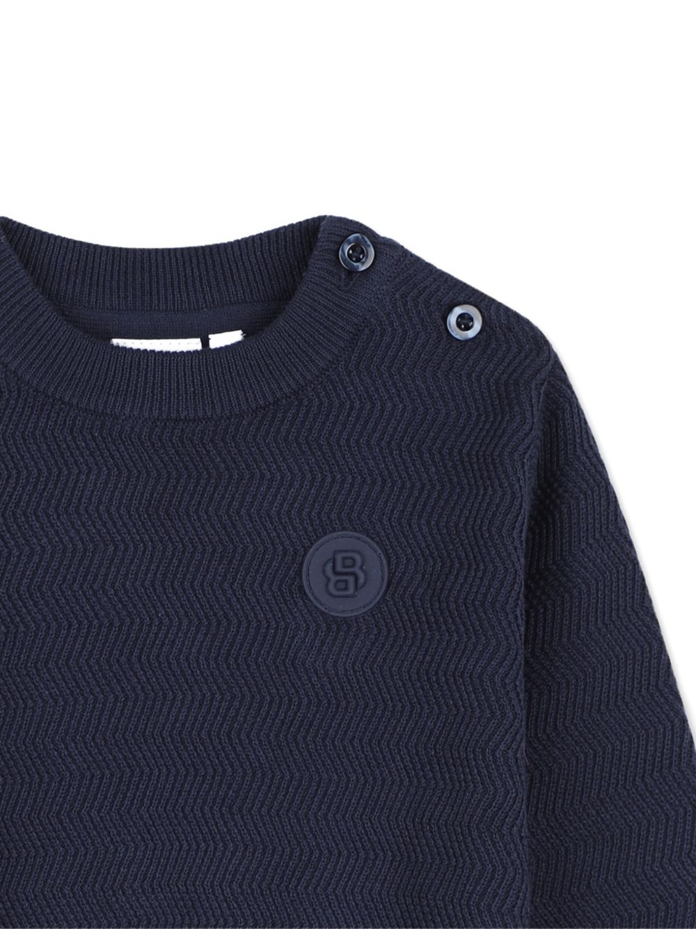 Maglione per neonato Boss Kids blu con logo sul davanti J53486 849 BOSS KIDS 