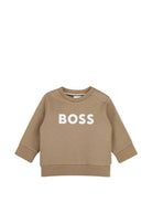 Felpa per neonato Boss Kids beige con stampa logo sul davanti J53493 269 BOSS KIDS 