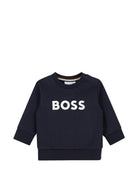 Felpa per neonato Boss Kids blu con logo frontale J53493 849 BOSS KIDS 