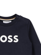 Felpa per neonato Boss Kids blu con logo frontale J53493 849 BOSS KIDS 