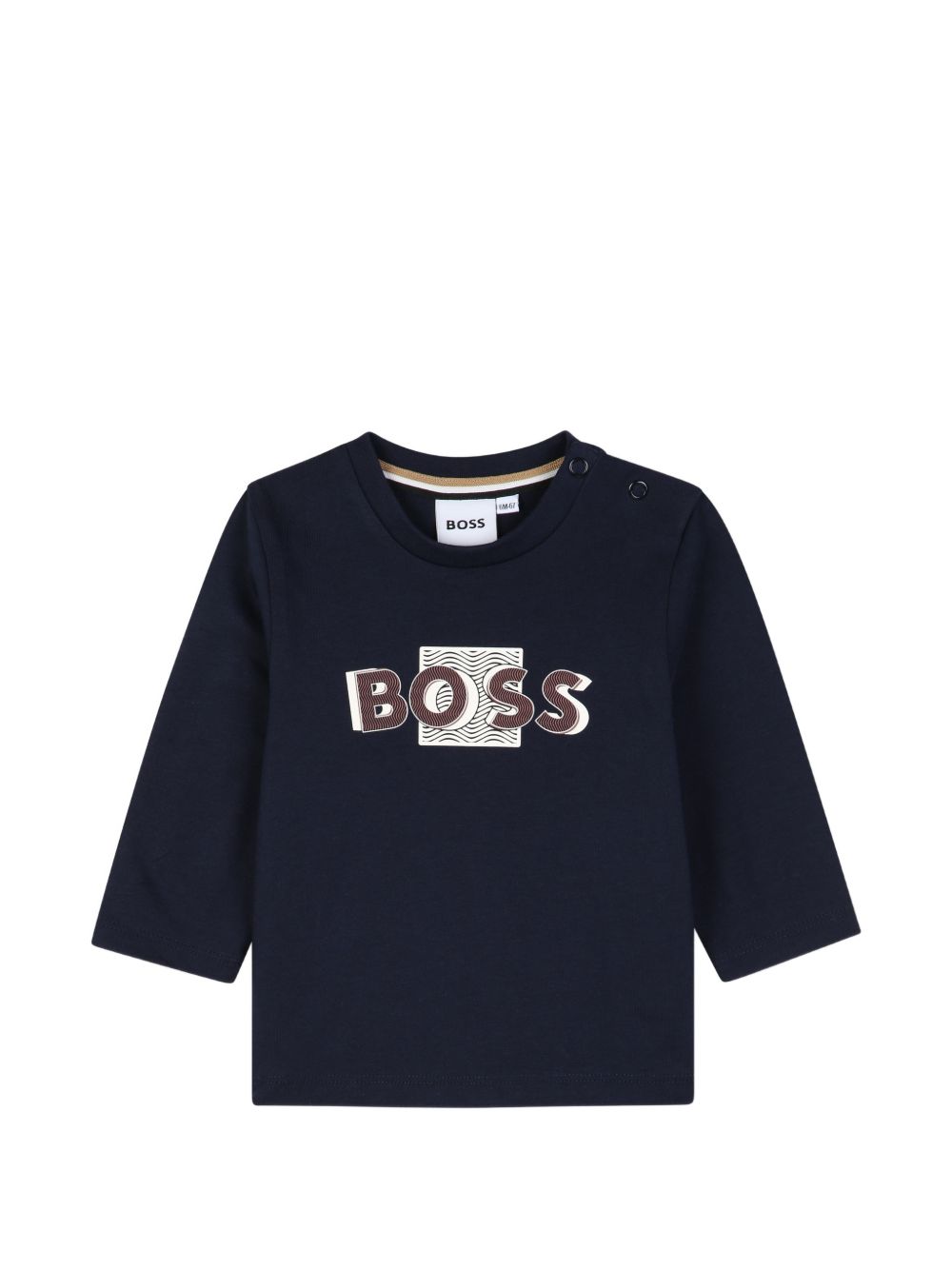 T-shirt per neonato Boss Kids blu con stampa logo sul davanti J53498 849 BOSS KIDS 