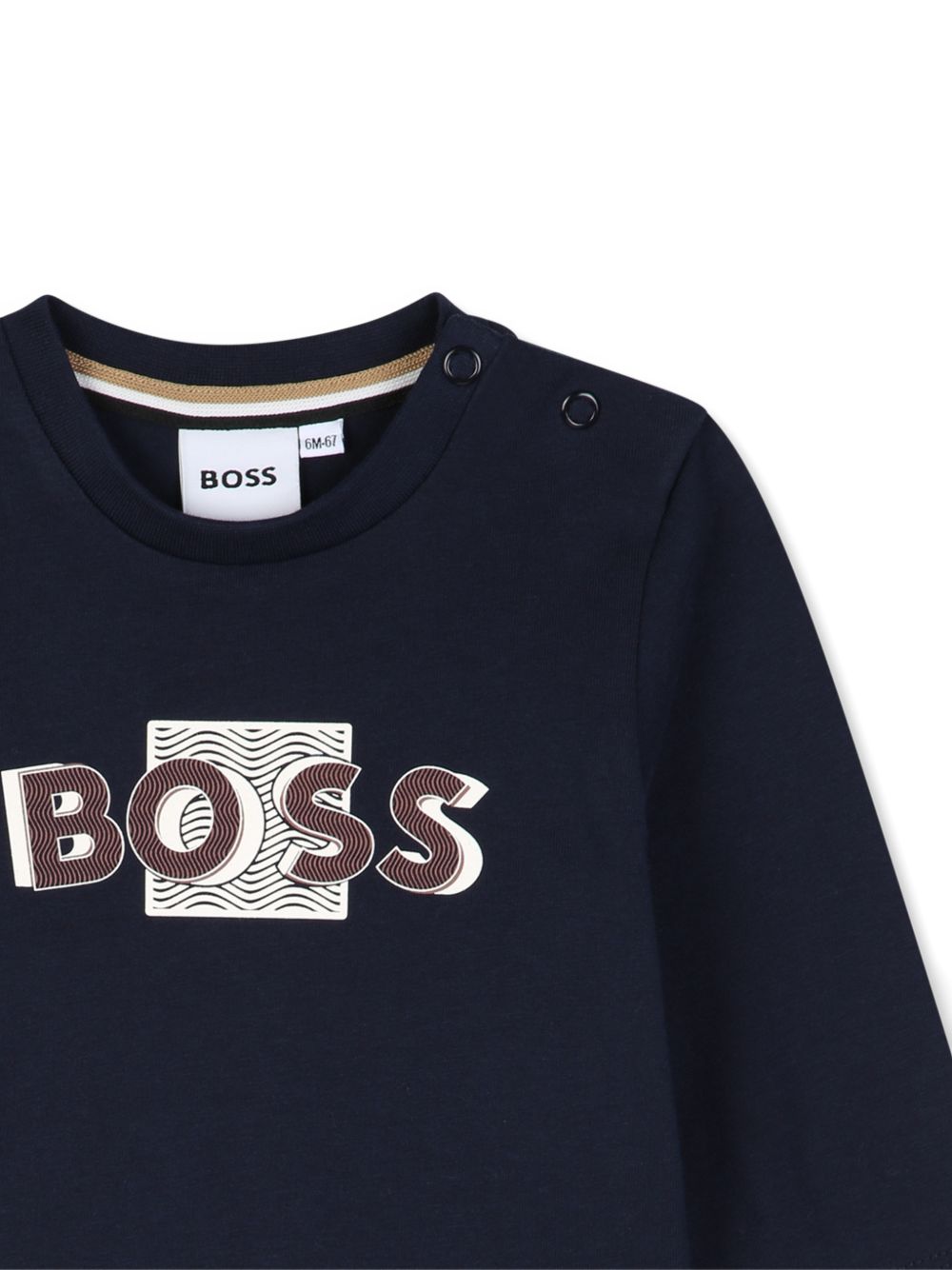 T-shirt per neonato Boss Kids blu con stampa logo sul davanti J53498 849 BOSS KIDS 