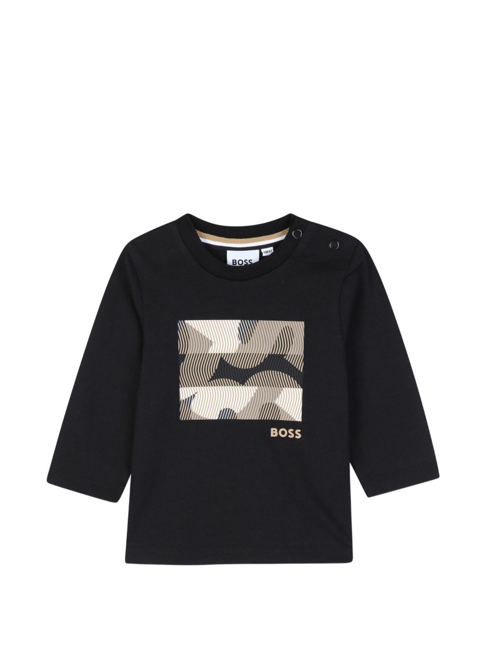 T-shirt per neonato Boss Kids nera con logo sul davanti J53502 09B BOSS KIDS 