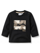 T-shirt per neonato Boss Kids nera con logo sul davanti J53502 09B BOSS KIDS 