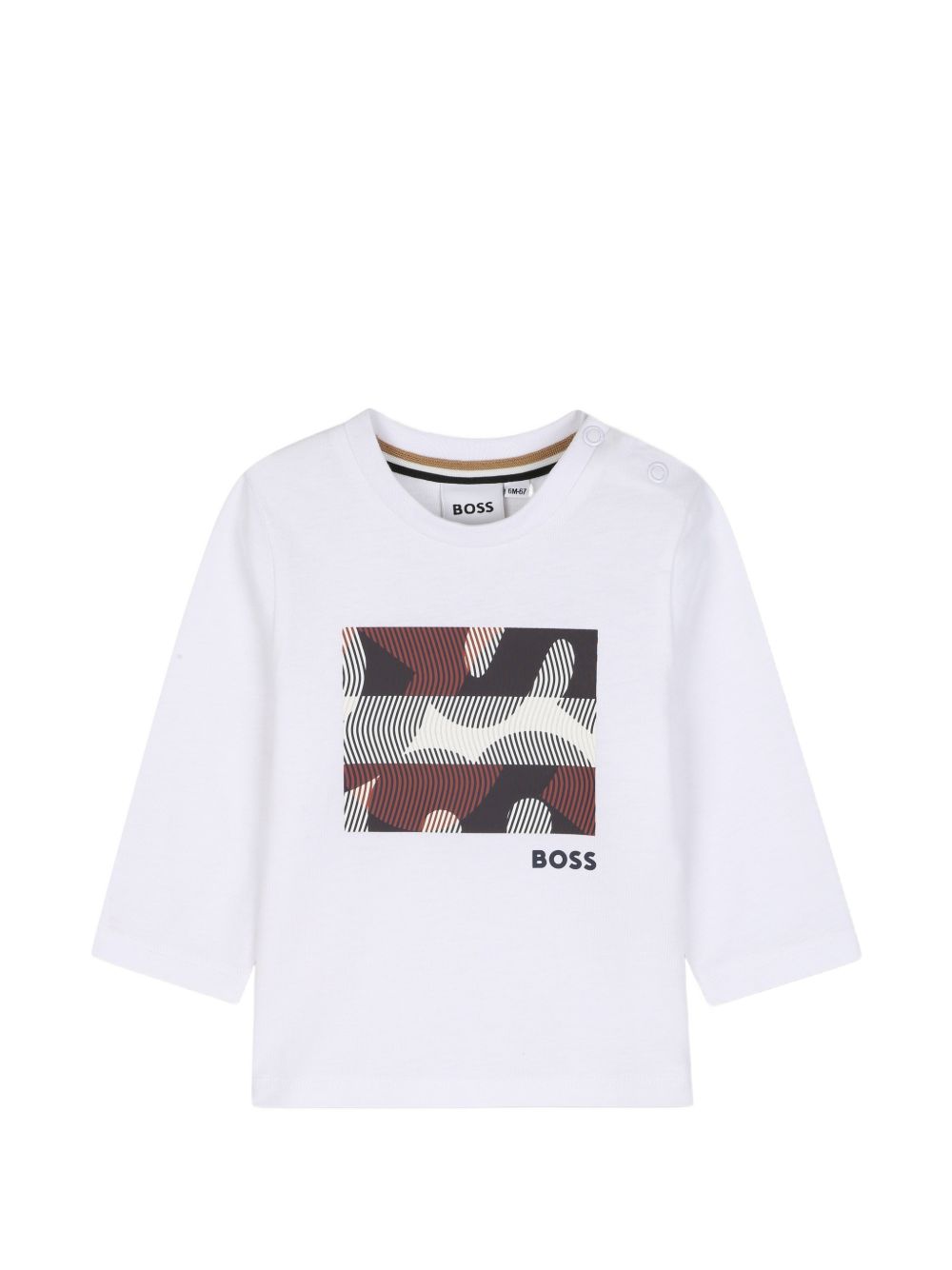 T-shirt per neonato Boss Kids bianca con logo sul davanti J53502 10P BOSS KIDS 