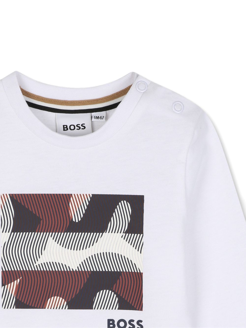 T-shirt per neonato Boss Kids bianca con logo sul davanti J53502 10P BOSS KIDS 