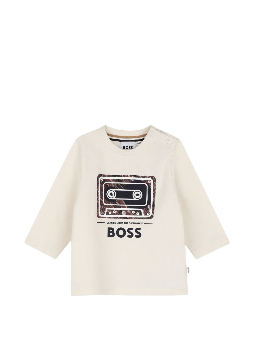 T-shirt per neonato Boss Kids bianca con stampa Cassetta sul davanti J53503 120 BOSS KIDS 