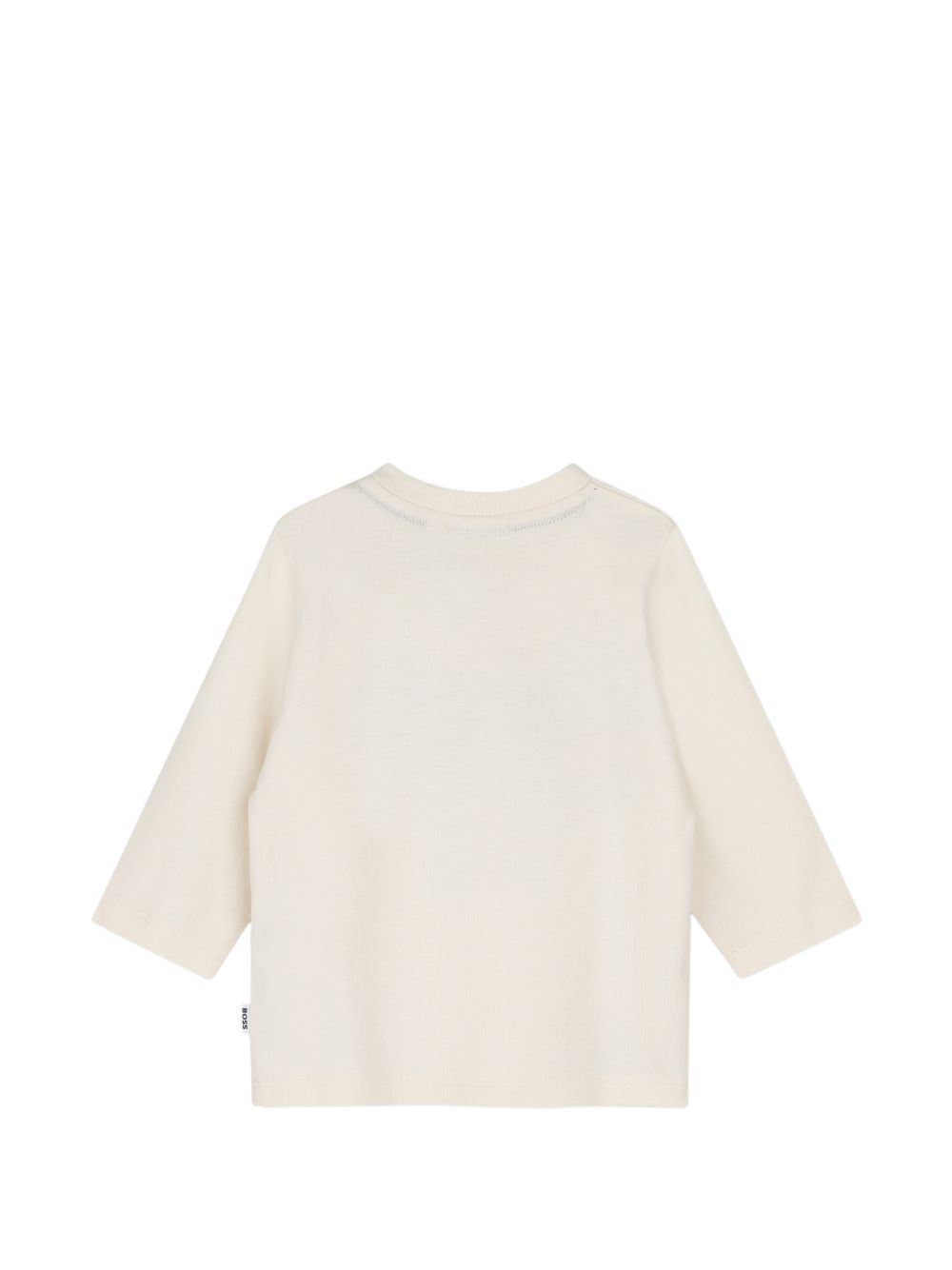 T-shirt per neonato Boss Kids bianca con stampa Cassetta sul davanti J53503 120 BOSS KIDS 