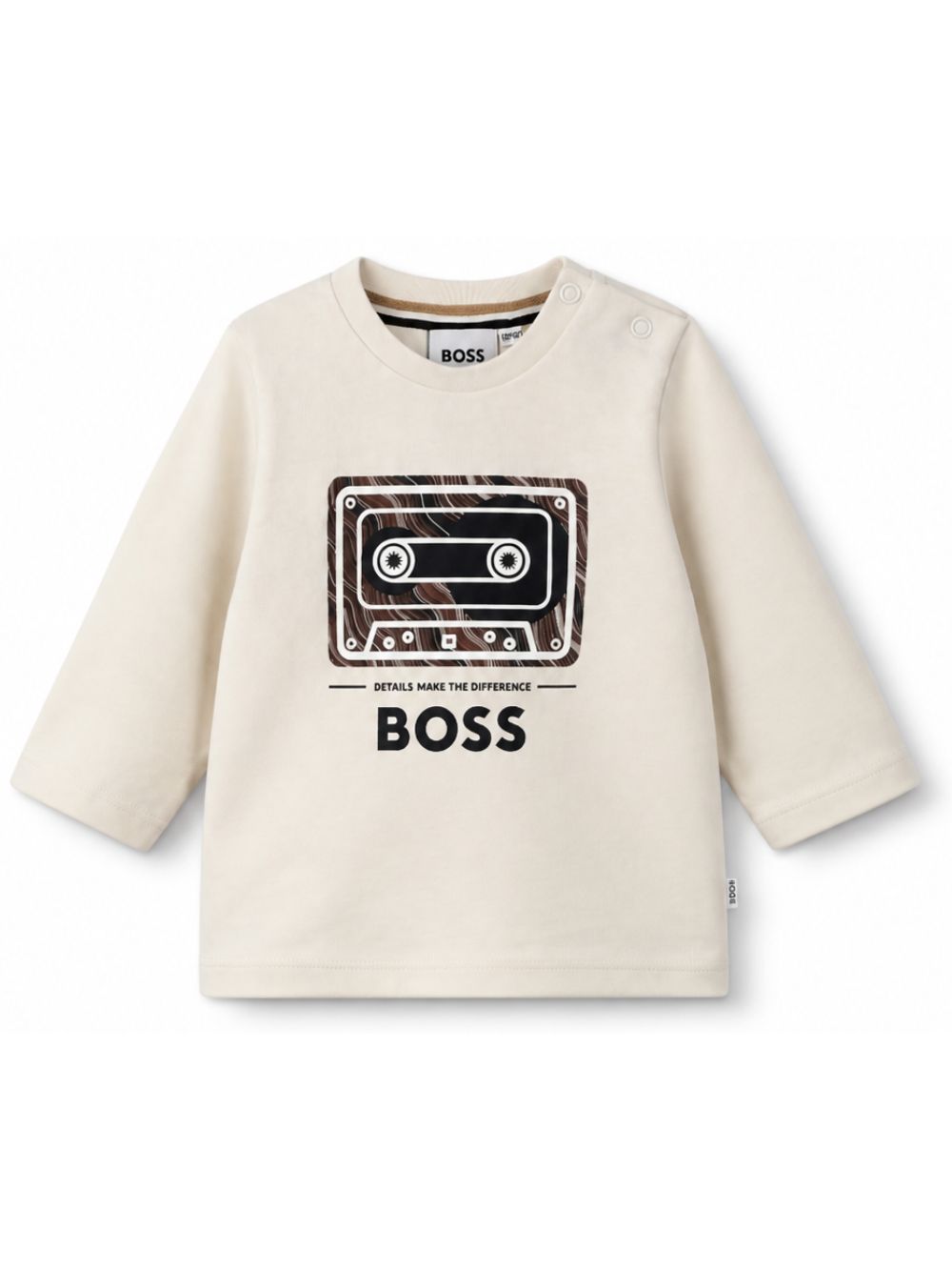 T-shirt per neonato Boss Kids bianca con stampa Cassetta sul davanti J53503 120 BOSS KIDS 