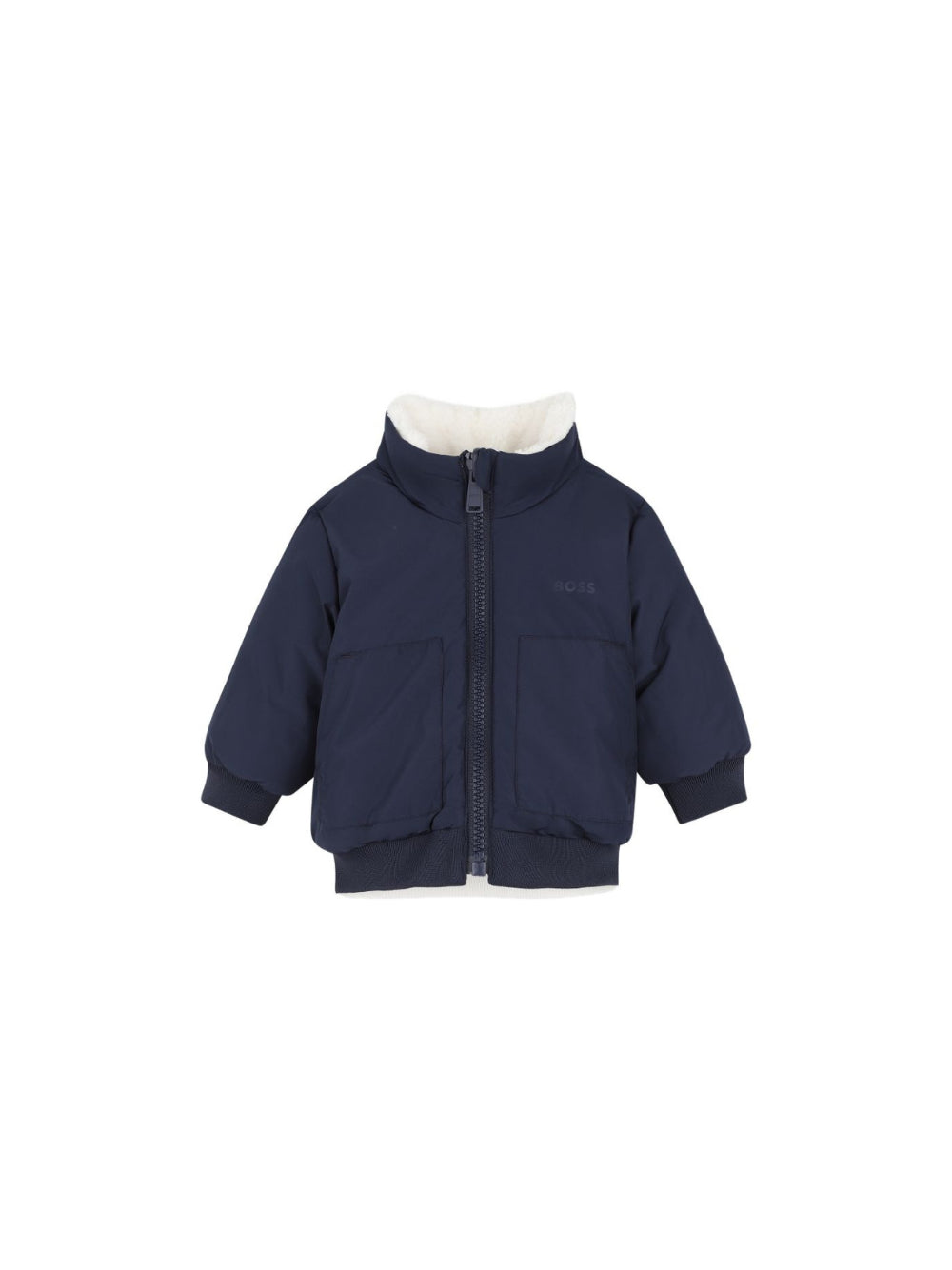 Giubbino per neonato Boss Kids blu con texture teddy J53505 120 BOSS KIDS 