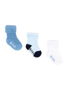 Tre paia di calzini per neonato Boss Kids multicolore con logo ricamato J53568 81N BOSS KIDS 