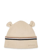 Set cappellino e scarpine primi passi per neonato Boss Kids biege con applicazione orecchie J53572 21K BOSS KIDS 