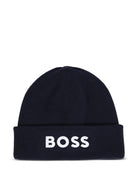Cappello per bambino Boss Kids blu con lavorazione in maglia a coste J53584 849 BOSS KIDS 
