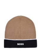 Berretto per bambino Boss Kids marrone con stampa del logo sul davanti J53587 269 BOSS KIDS 