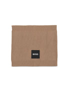 Sciarpa per bambino Boss Kids marrone con applicazione logo sul davanti J53590 269 BOSS KIDS 